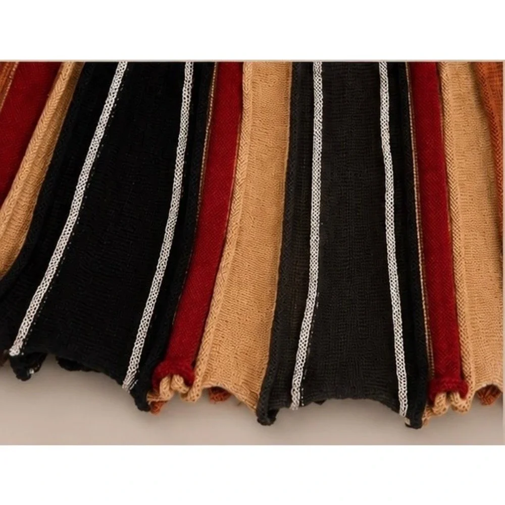 YPNO Italy Cognac Striped‎ Wool Blend Knit Maxi Skirt Size 44IT- US8 NWT